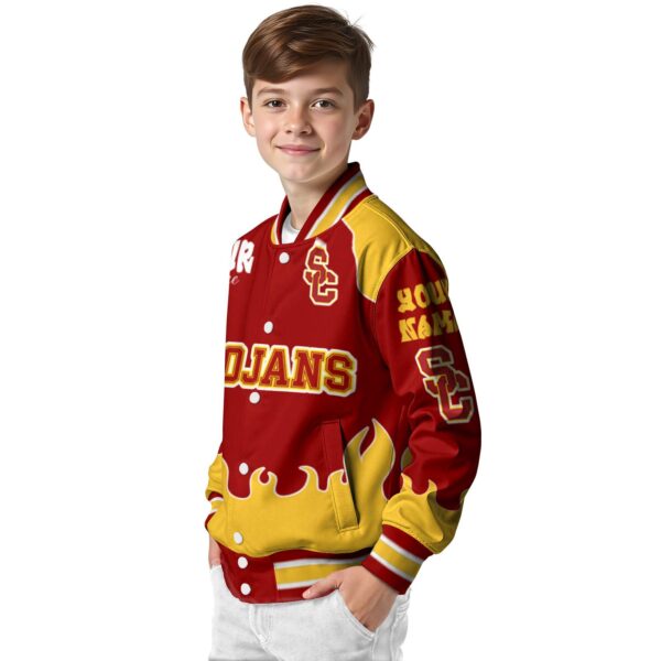 personalized usc trojans fire graphic red jacket trendy