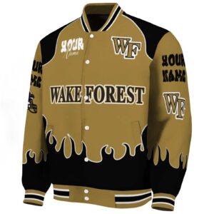personalized wake forest demon deacons fire graphic gold jacket best selling
