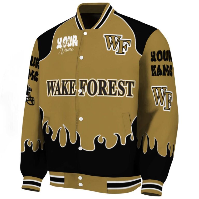 personalized wake forest demon deacons fire graphic gold jacket best selling