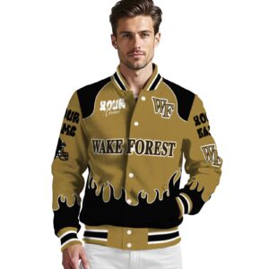 personalized wake forest demon deacons fire graphic gold jacket high quality