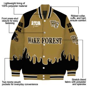 personalized wake forest demon deacons fire graphic gold jacket new arrival