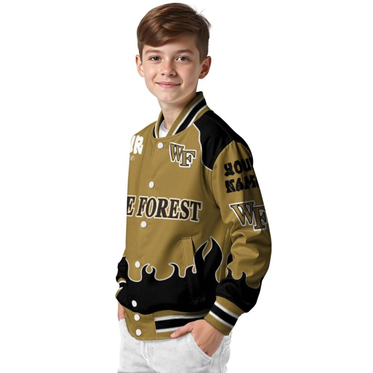 personalized wake forest demon deacons fire graphic gold jacket trendy