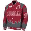 personalized washington state cougars fire graphic crimson jacket best selling