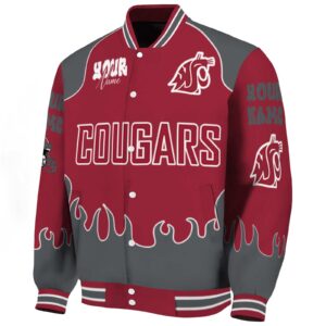 personalized washington state cougars fire graphic crimson jacket best selling