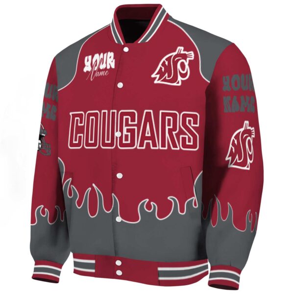 personalized washington state cougars fire graphic crimson jacket best selling