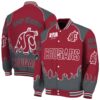 personalized washington state cougars fire graphic crimson jacket fashion forward