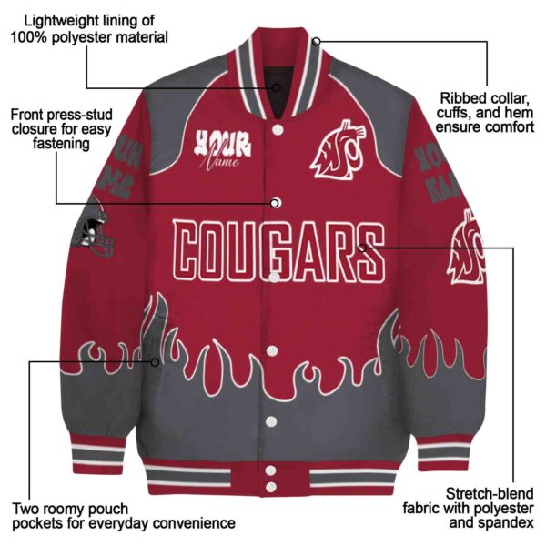 personalized washington state cougars fire graphic crimson jacket new arrival