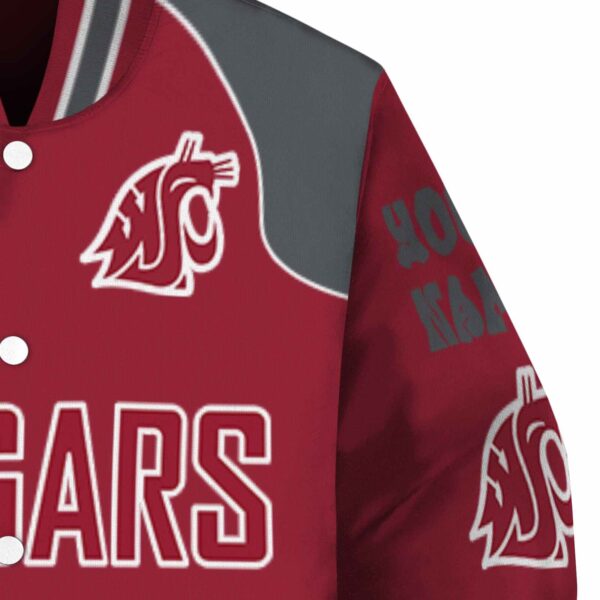 personalized washington state cougars fire graphic crimson jacket premium grade