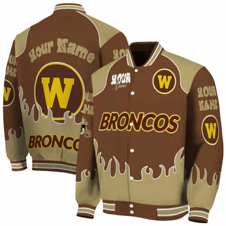 personalized western michigan broncos fire graphic brown jacket fashion forward