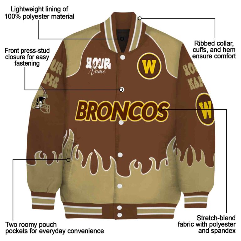 personalized western michigan broncos fire graphic brown jacket new arrival