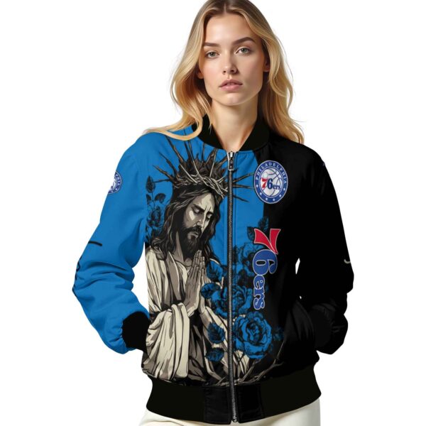 philadelphia 76ers hands in prayer blue black jacket latest model