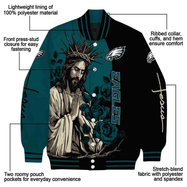 philadelphia eagles hands in prayer green black jacket new arrival