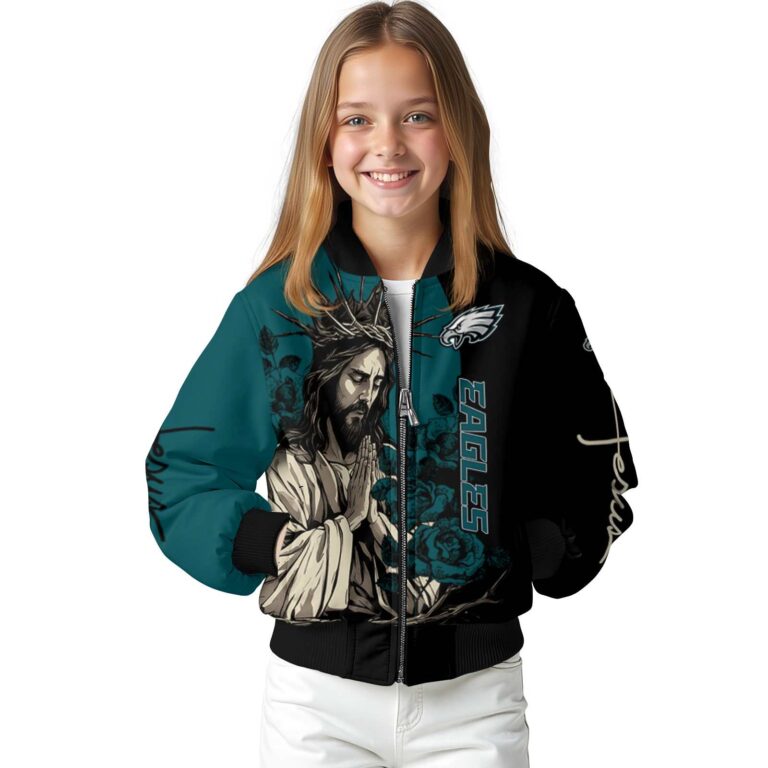 philadelphia eagles hands in prayer green black jacket top rated
