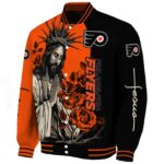 philadelphia flyers hands in prayer orange black jacket best selling