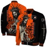 philadelphia flyers hands in prayer orange black jacket best selling