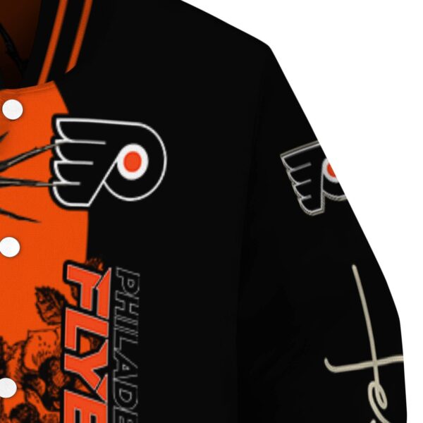 philadelphia flyers hands in prayer orange black jacket premium grade