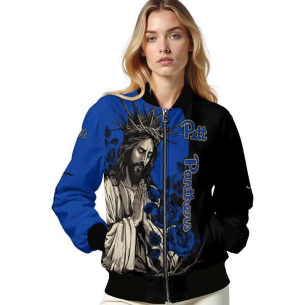 pittsburgh panthers hands in prayer royal blue black jacket latest model