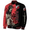 portland trail blazers hands in prayer red black jacket best selling