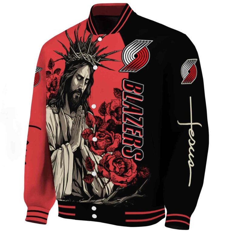 portland trail blazers hands in prayer red black jacket best selling
