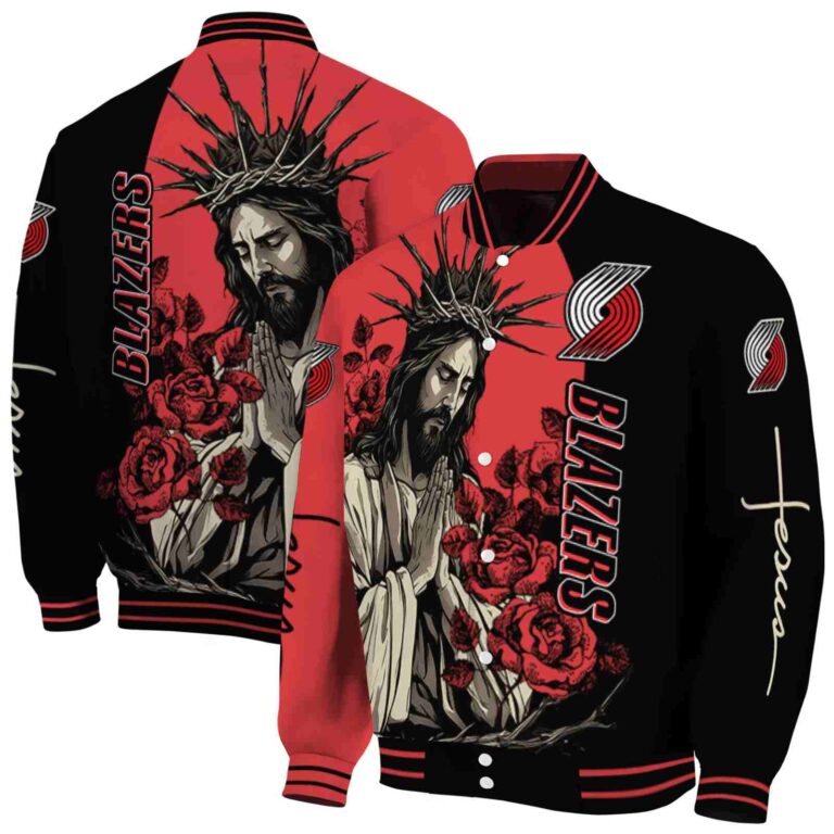 portland trail blazers hands in prayer red black jacket fashion forward