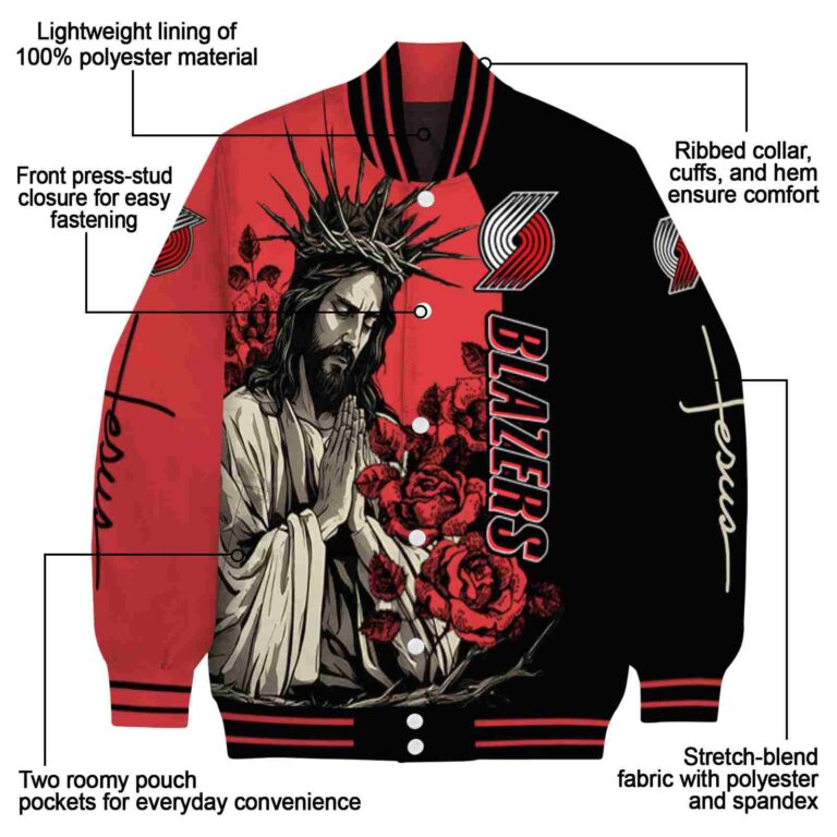 portland trail blazers hands in prayer red black jacket new arrival