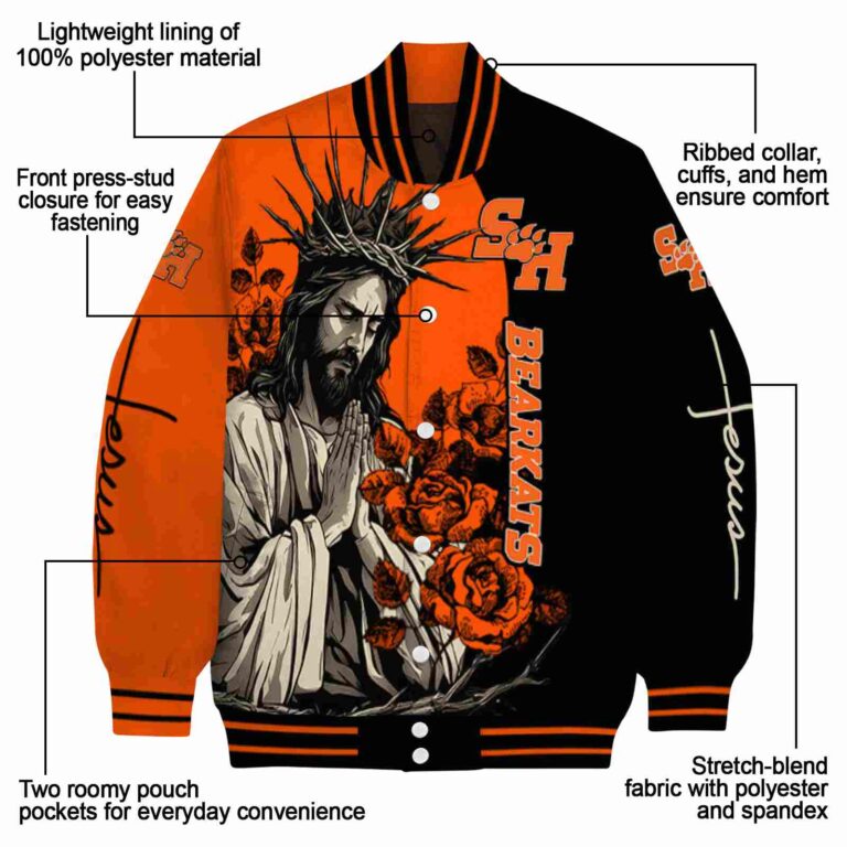 sam houston bearkats hands in prayer orange black jacket new arrival
