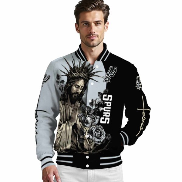 san antonio spurs hands in prayer silver black jacket high quality