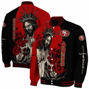 san francisco 49ers hands in prayer red black jacket fashion forward