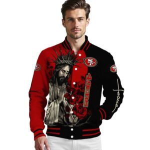 san francisco 49ers hands in prayer red black jacket high quality