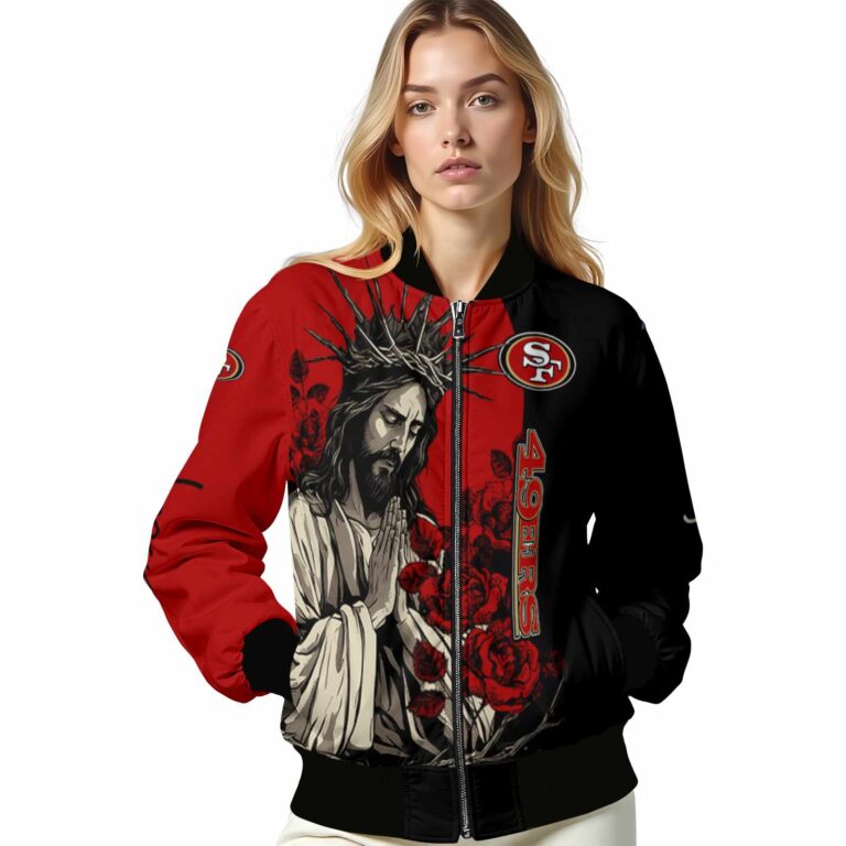 san francisco 49ers hands in prayer red black jacket latest model