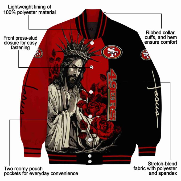 san francisco 49ers hands in prayer red black jacket new arrival