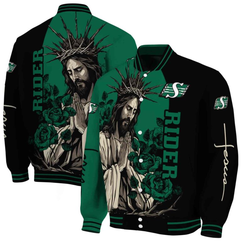 saskatchewan roughriders hands in prayer green black jacket fashion forward