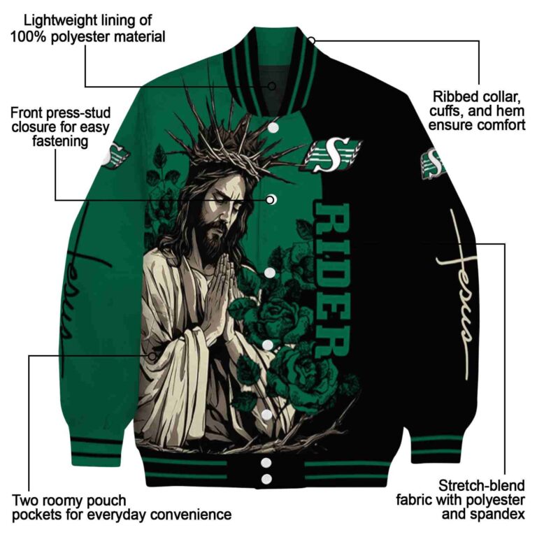 saskatchewan roughriders hands in prayer green black jacket new arrival