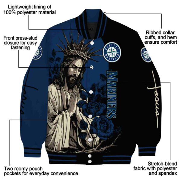 seattle mariners hands in prayer navy blue black jacket new arrival