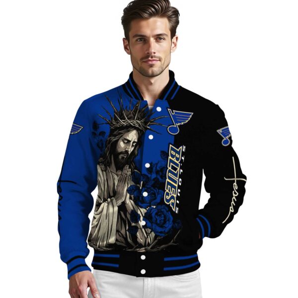 st louis blues hands in prayer blue black jacket high quality