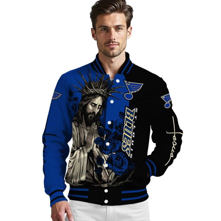 st louis blues hands in prayer blue black jacket high quality