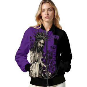 tcu horned frogs hands in prayer purple black jacket latest model