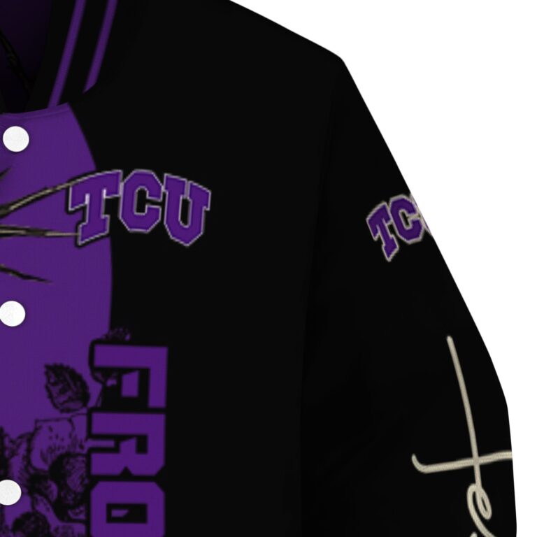 tcu horned frogs hands in prayer purple black jacket premium grade