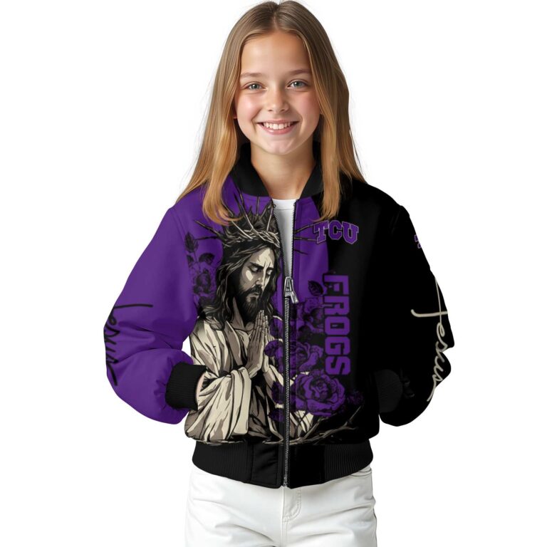 tcu horned frogs hands in prayer purple black jacket top rated