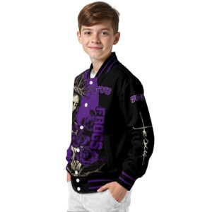tcu horned frogs hands in prayer purple black jacket trendy