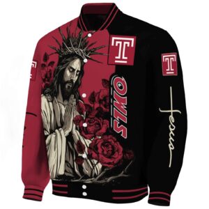 temple owls hands in prayer red black jacket best selling