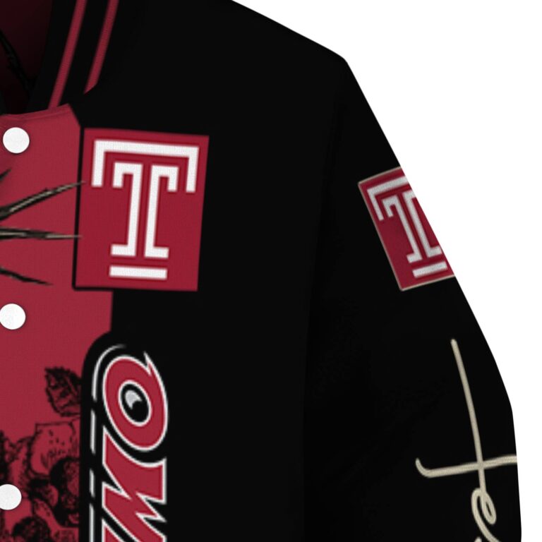 temple owls hands in prayer red black jacket premium grade
