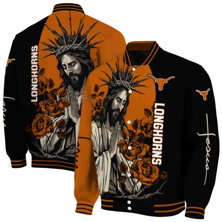 texas longhorns hands in prayer orange black jacket fashion forward