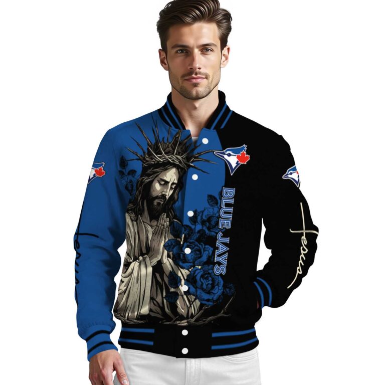 toronto blue jays hands in prayer blue black jacket high quality