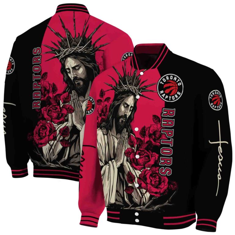 toronto raptors hands in prayer red black jacket fashion forward