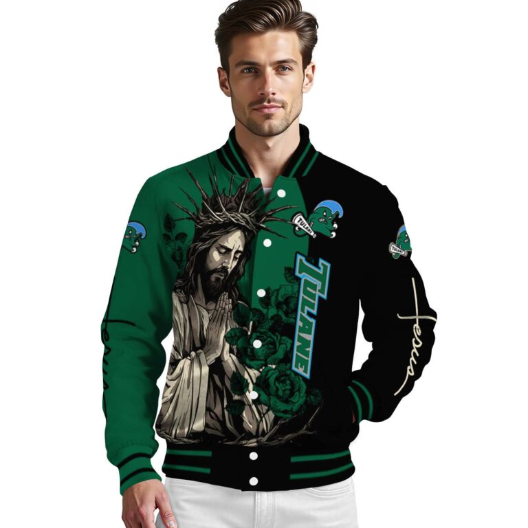 tulane green wave hands in prayer green black jacket high quality