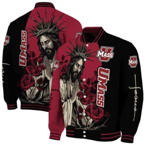 umass minutemen hands in prayer red black jacket fashion forward