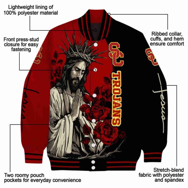 usc trojans hands in prayer red black jacket new arrival
