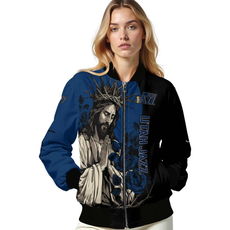 utah jazz hands in prayer navy black jacket latest model