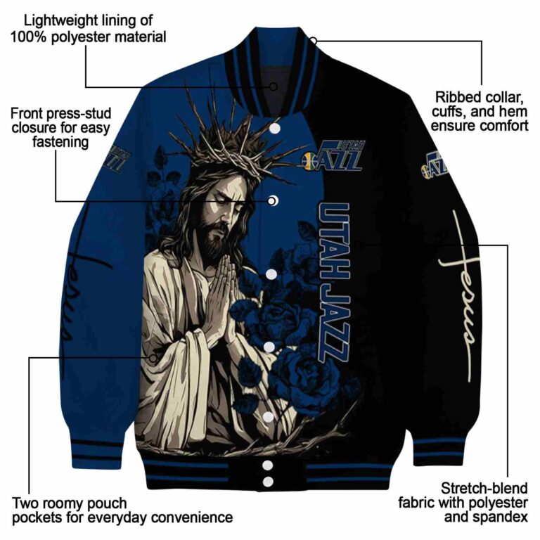 utah jazz hands in prayer navy black jacket new arrival